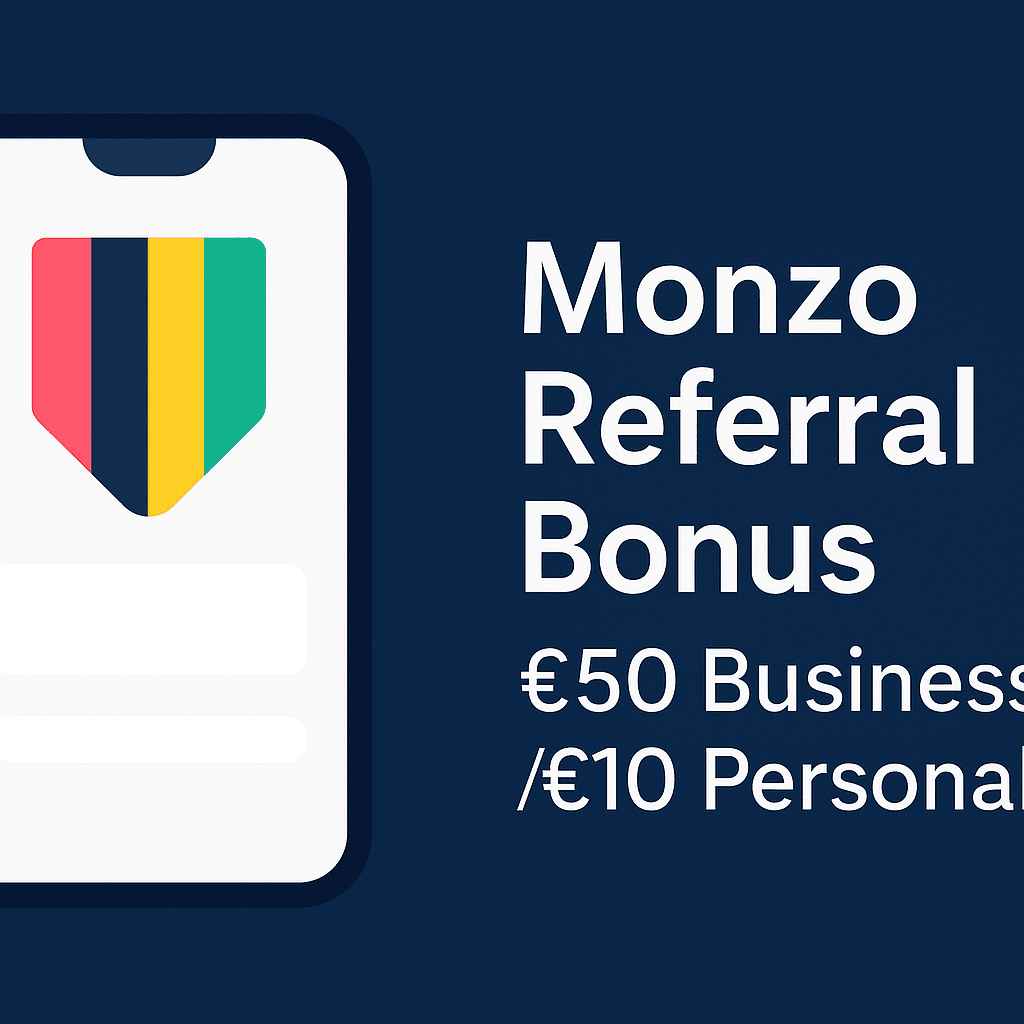 Monzo referral bonus smartphone banking app graphic
